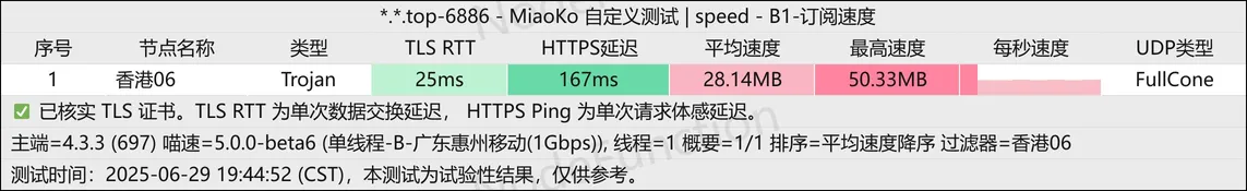 广东惠州千兆单线程测试
